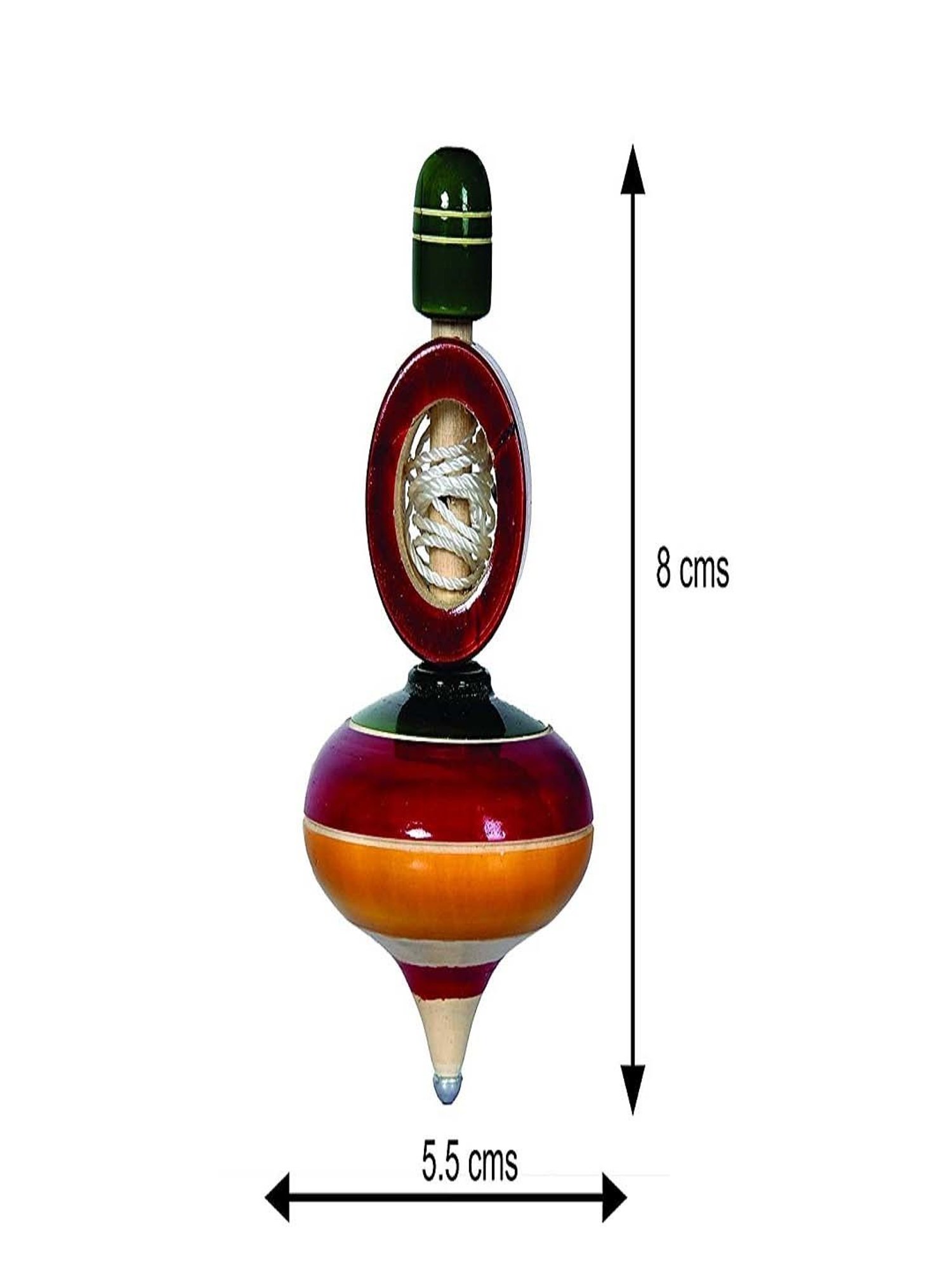 Desi Toys Kids Multicolor Wooden Spinning Top & Windup Top Set