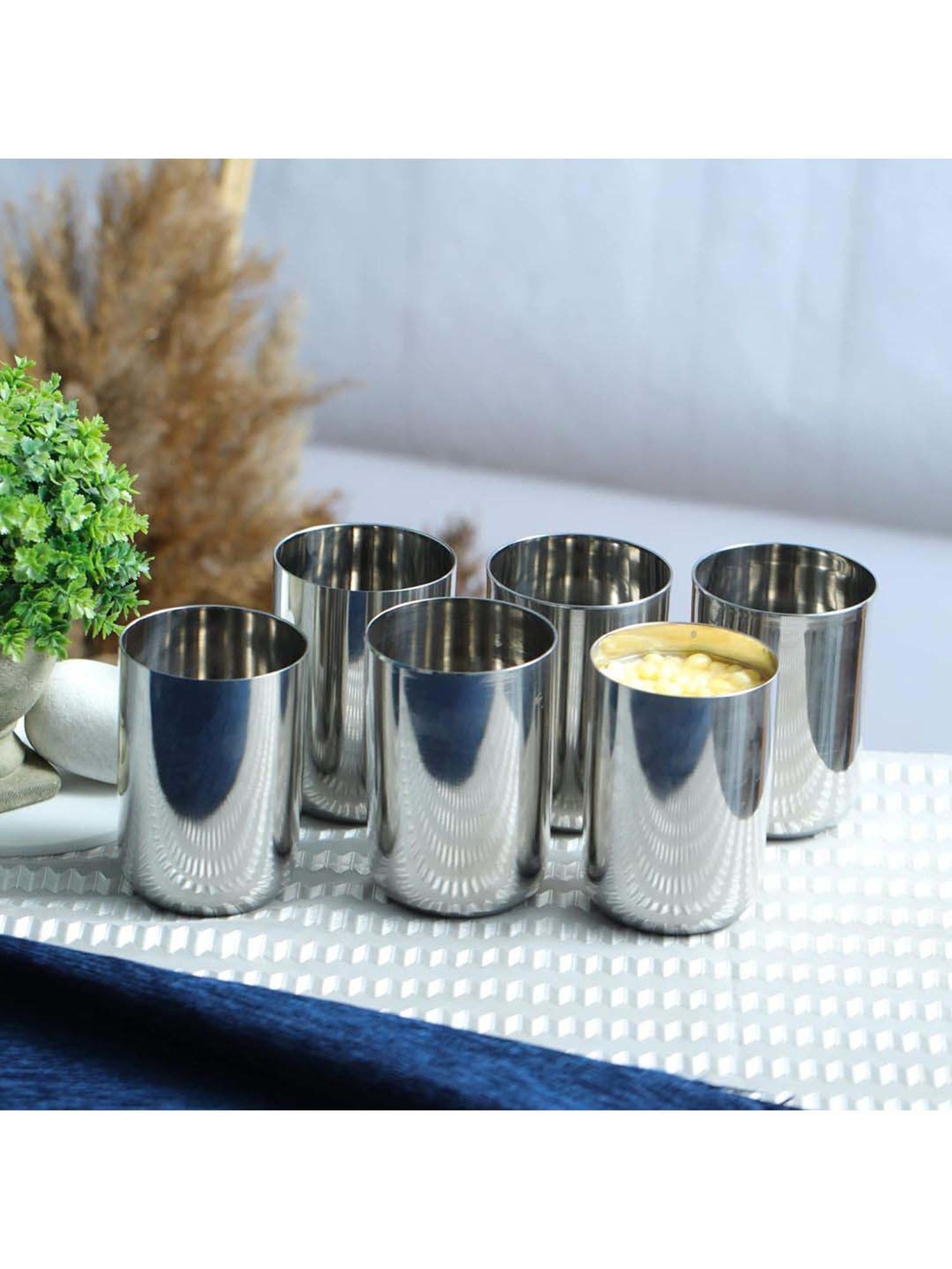 Airan Silver Stainless Steel Royal Heavy Gauge Tumbler - Set of 6