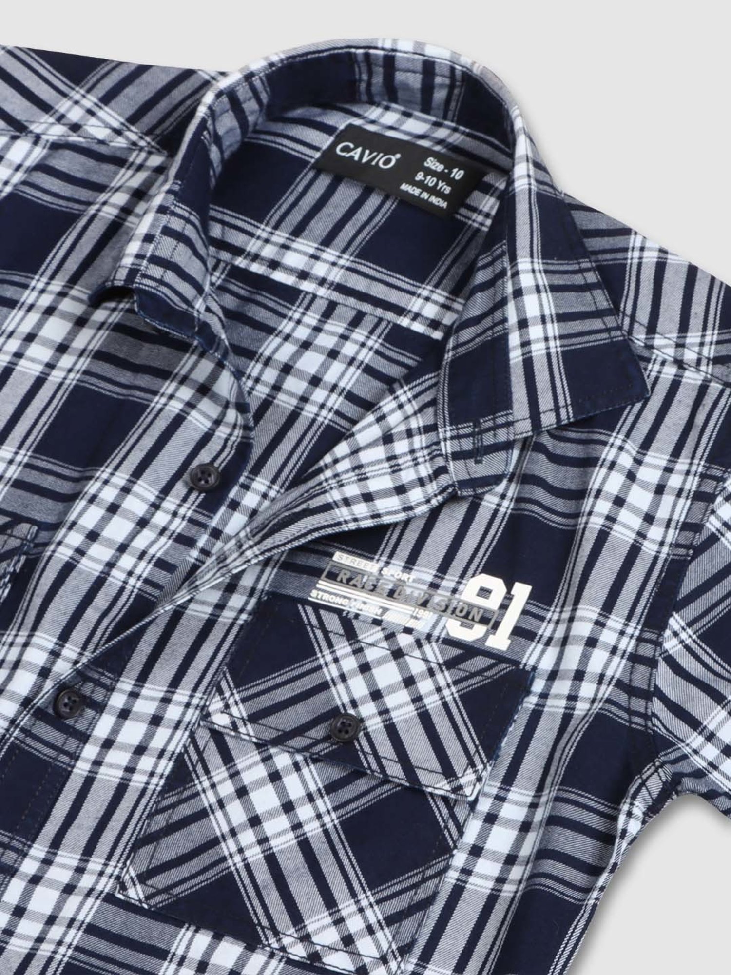 Cavio Kids Navy & White Cotton Chequered Shirt