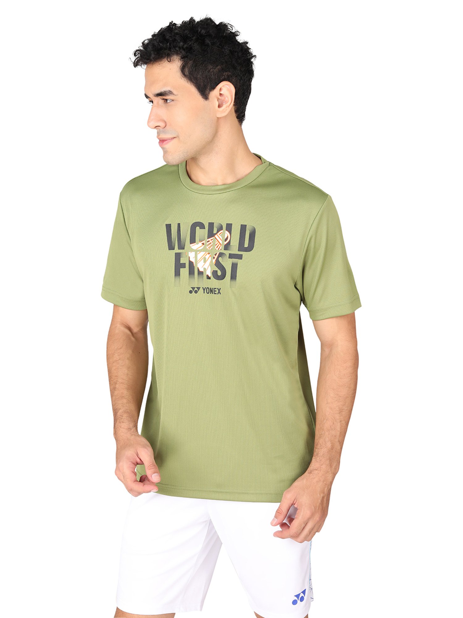 Yonex Calliste Green Regular Fit Graphic Print Badminton T-Shirt