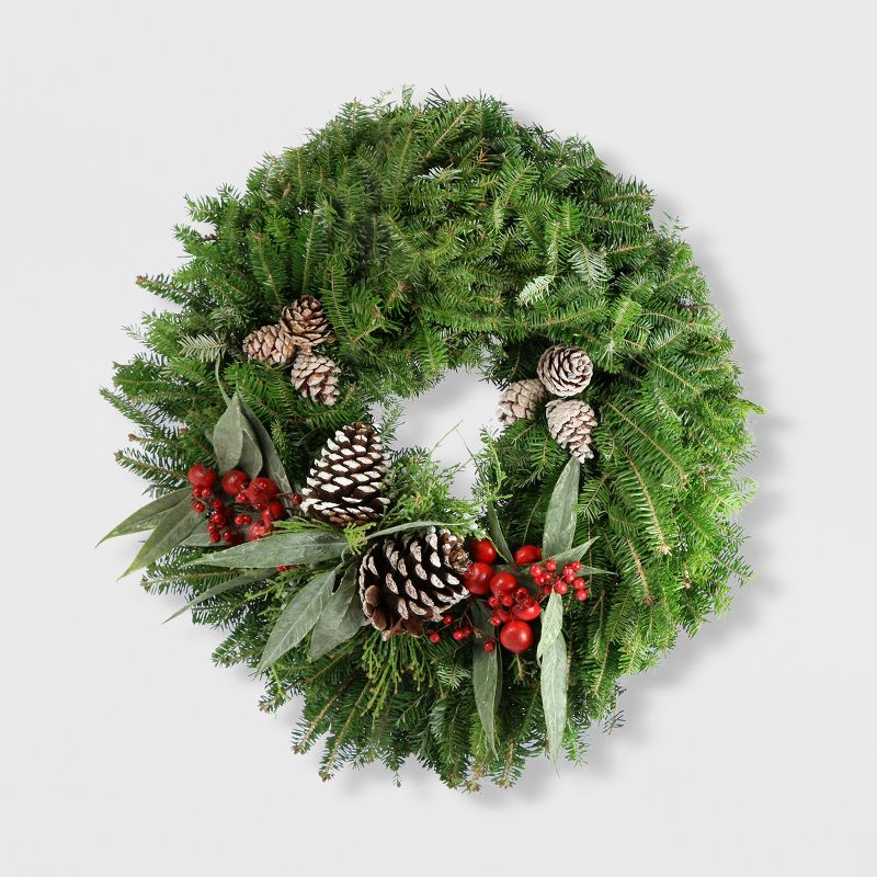 24" Live Fresh Cut Bayberry Frosted Wreath - National Plant Network