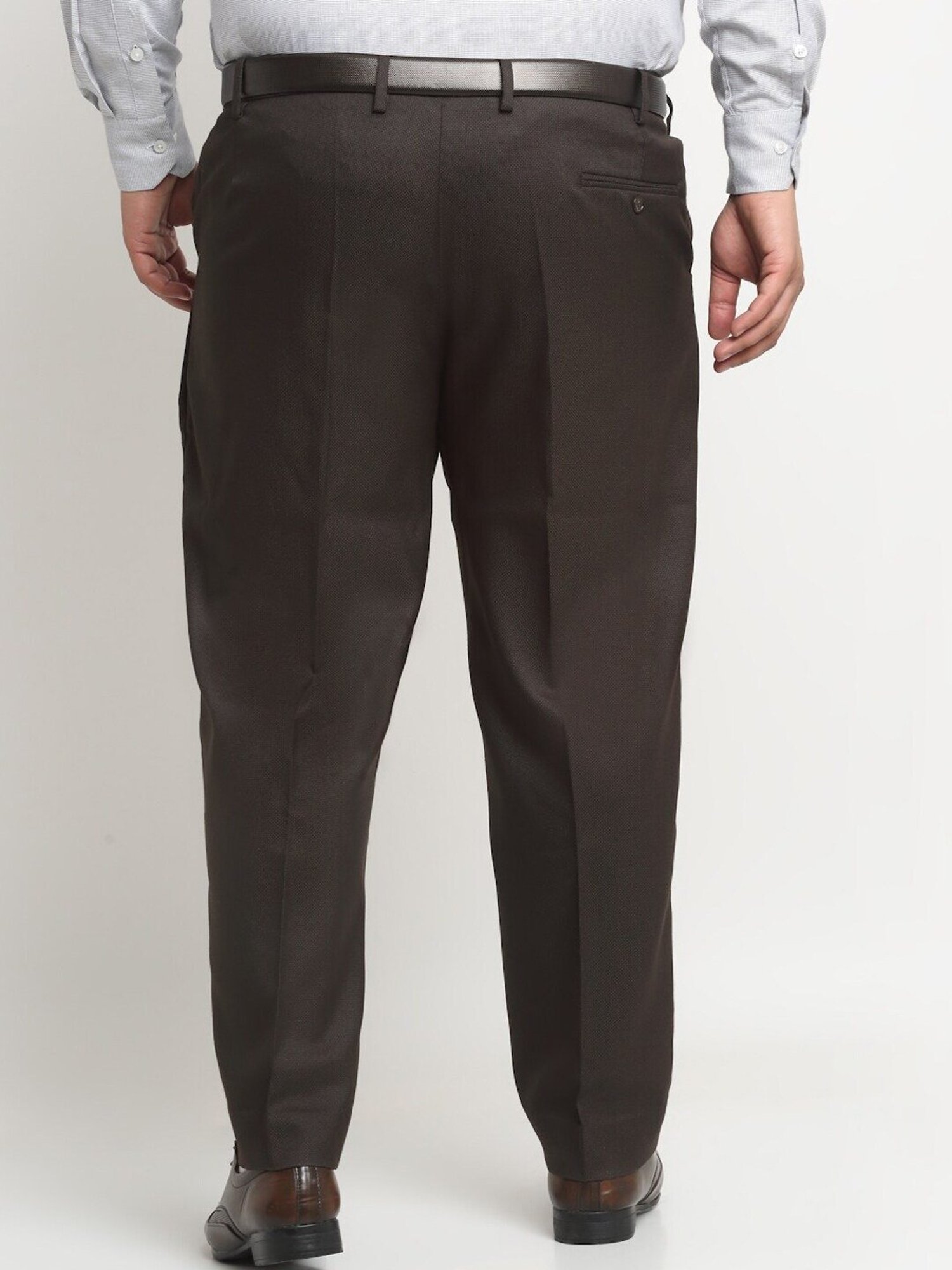 Melon by PlusS Dark Brown Cotton Regular Fit Plus Size Trousers