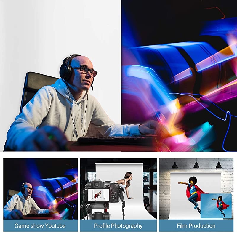 10 ft. X 12 ft. Long Life Time Reusable White Screen Chromakey Photo Video Photography Studio Fabric Backdrop, Background, Pure White Muslin, Photography Studio, JSAG208