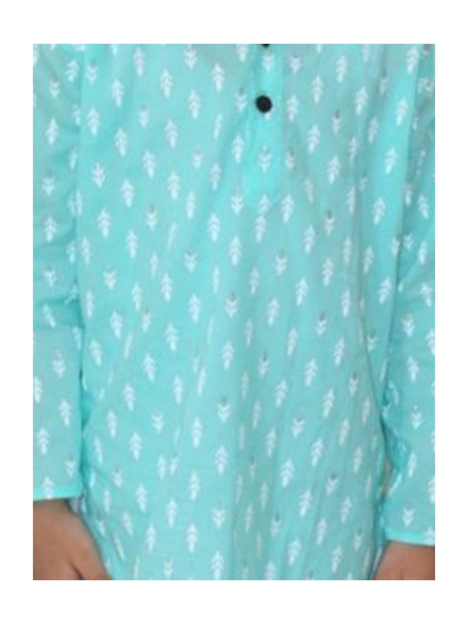 Tippy Top Kids Turquoise & White Printed Full Sleeves Kurta with Pyjamas