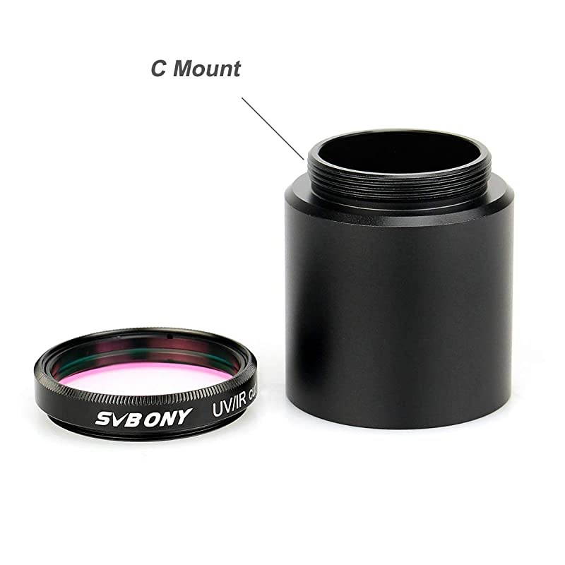 1.25 inches UV IR Cut Filter Telescope Optics Infra Red Filter CCD Camera with C Mount to 1.25 inches Video Camera Barrel Adapter
