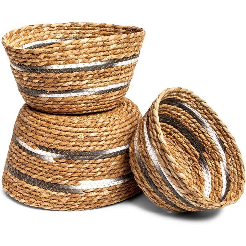 Farmlyn Creek 3-Pack Round Wicker Nesting Baskets for Storage and Organization (3 Sizes)