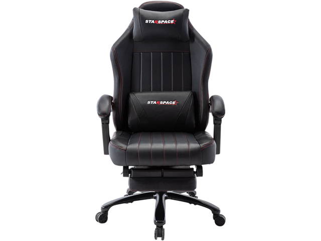STARSPACE High Back 350lb Memory Foam Ergonomic Reclining Gaming Chair Metal Base - Adjustable Back Angle and Retractable Footrest Racing Executive Computer Desk Office Chair with Thick Padded Arms