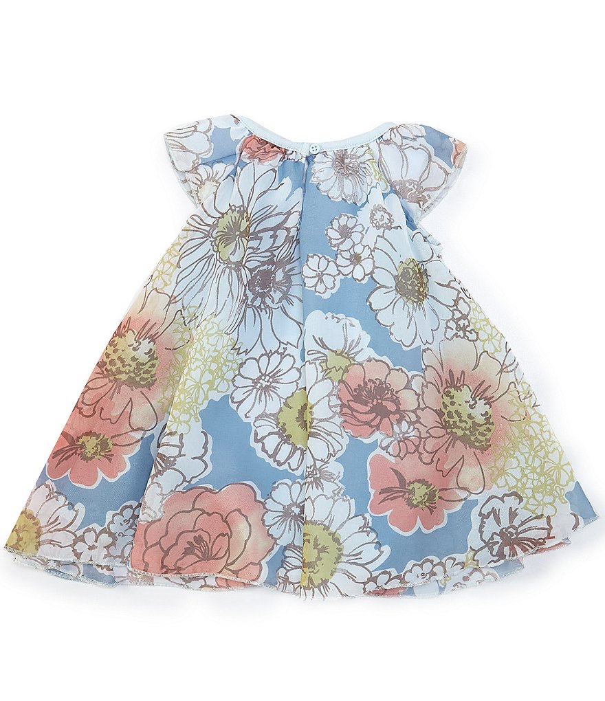 Baby Starters Baby Girls 3-12 Months Chiffon Floral Dress Bodysuit