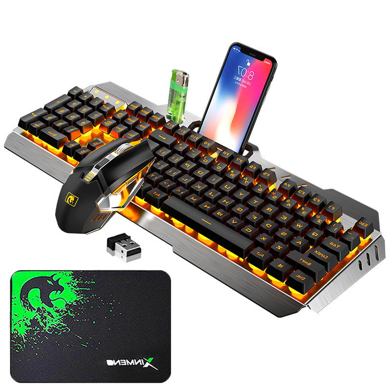 Wireless Gaming Keyboard And Mouse Set, Rechargable Backlit Mechanical Feel Waterproof Metal Panel Keyboard Mouse for Laptop PC Gamer
