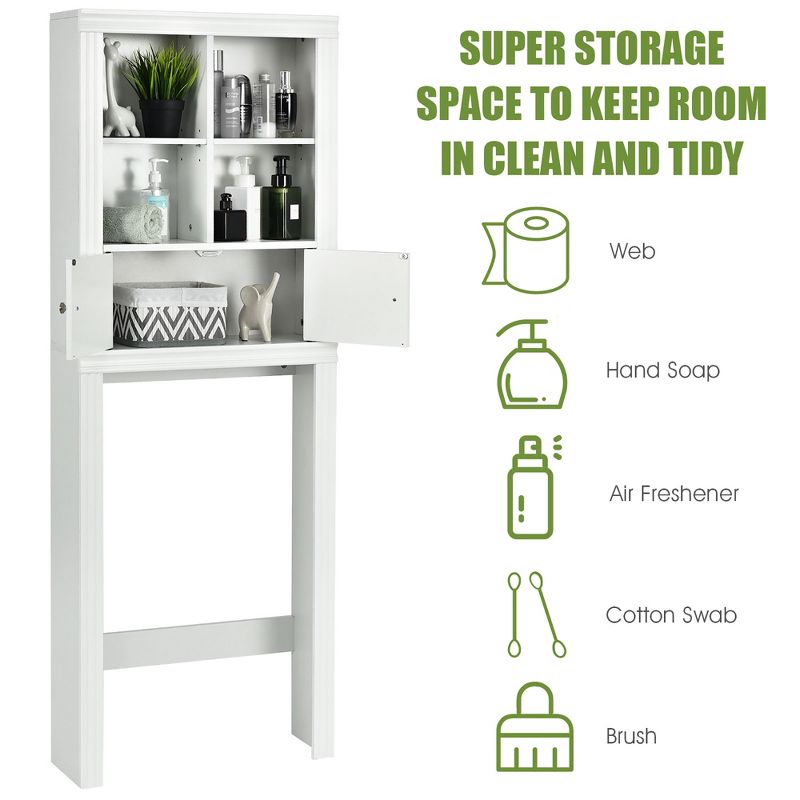 Costway Over the Toilet Storage Rack Bathroom Space Saver w/ Adjustable Shelf & Cabinet
