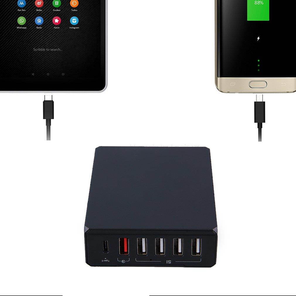 Universal 6 Ports Smart Fast Charger Portable Quick Compatible Charger Black