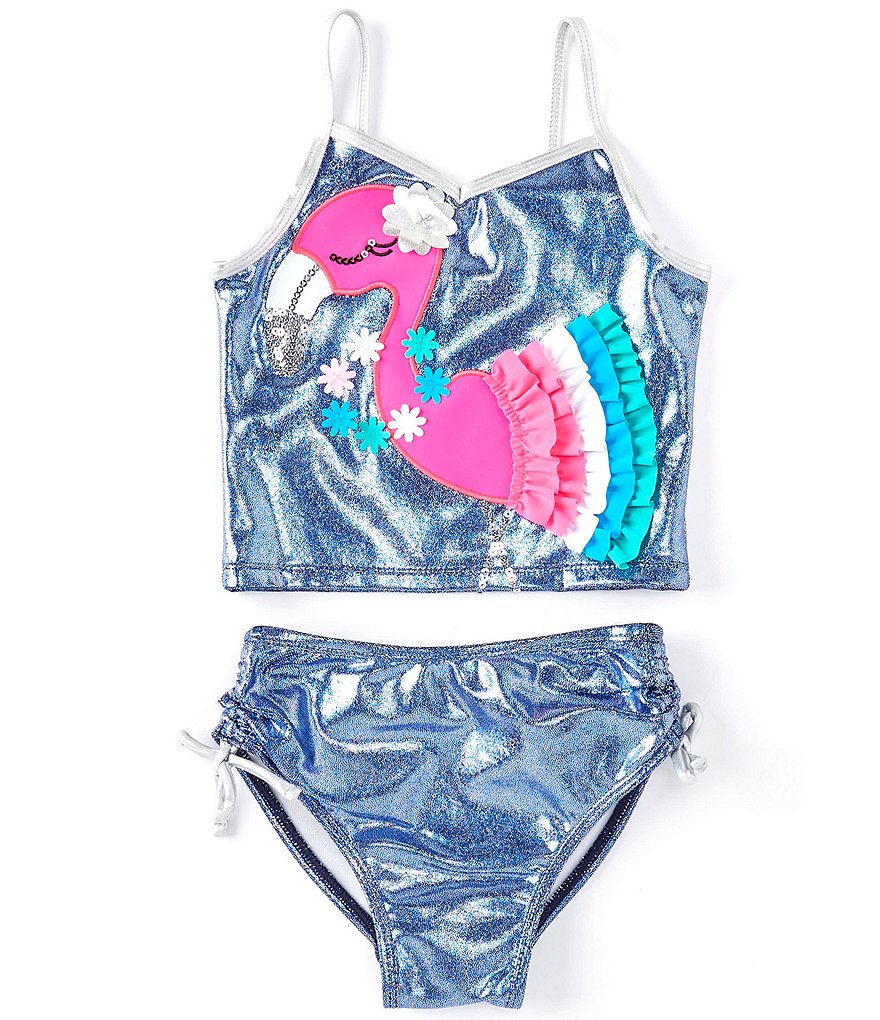 Flapdoodles Little Girls 2T-6X Flamingo Tankini Two-Piece Swimsuit