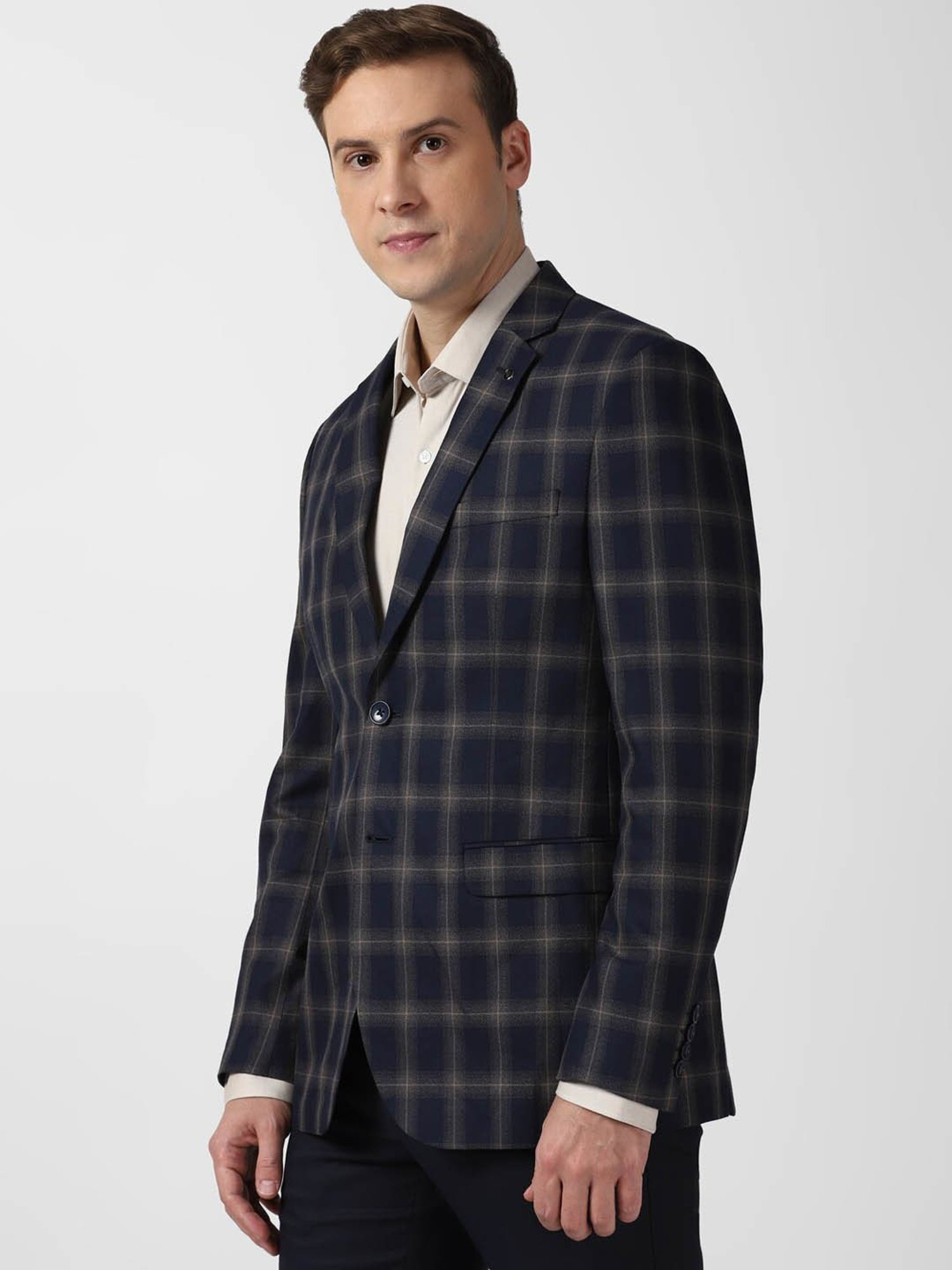 Van Heusen Navy Slim Fit Checks Blazer