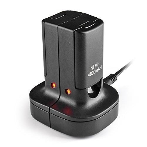 TNP Xbox 360 2 Pack Rechargeable Battery Pack + Dual Charging Station Dock Stand Base (Black) for Xbox 360 Wireless Controller [Xbox 360]