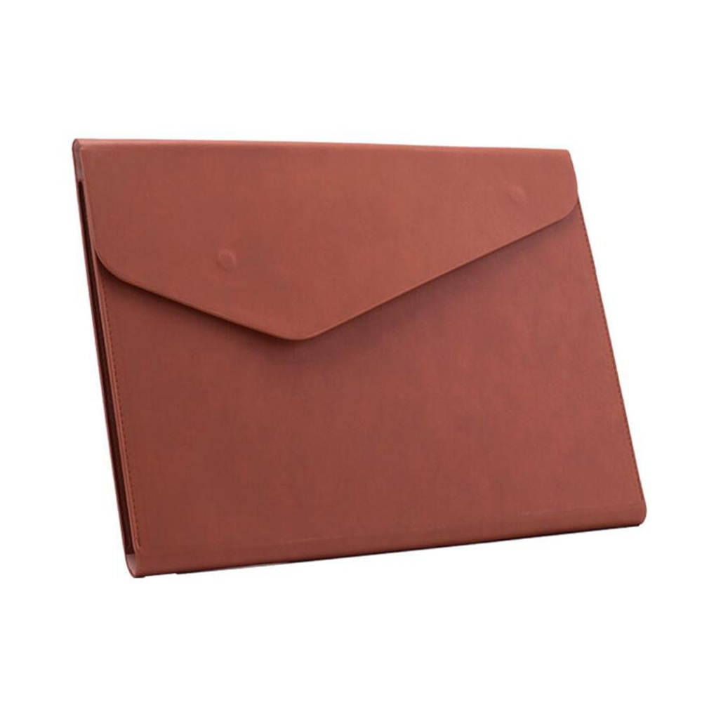 A4 File Bag PU Leather Document Pouch Paper Portfolio Contract Invoice Bill Storage Organizer with Magnetic Buckle for Office School Supplies
