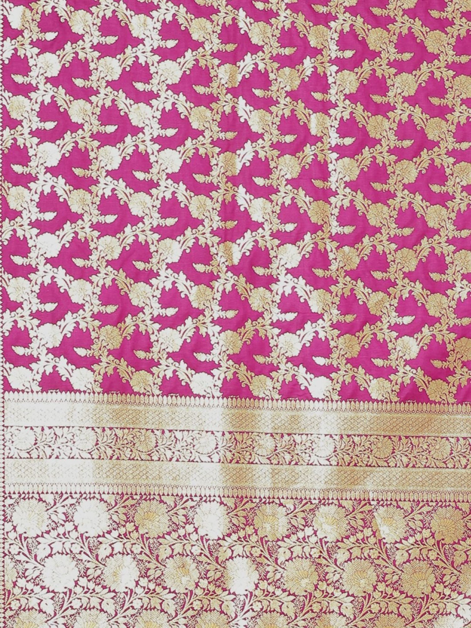 Banarasi Silk Works Pink Woven Saree With Unstitched Blouse