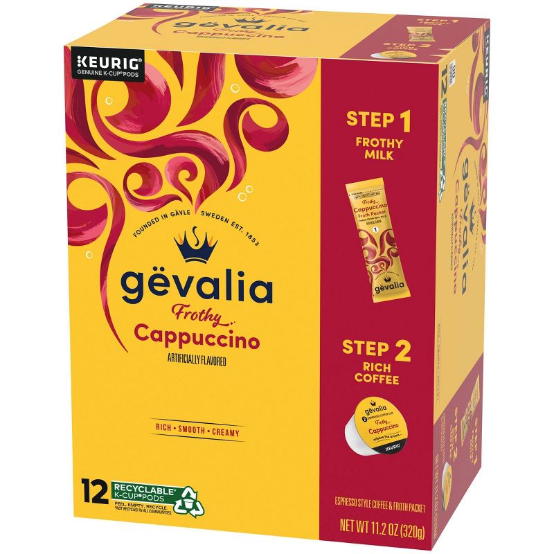 Gevalia Cappuccino Dark Roast Coffee Pods - 12ct