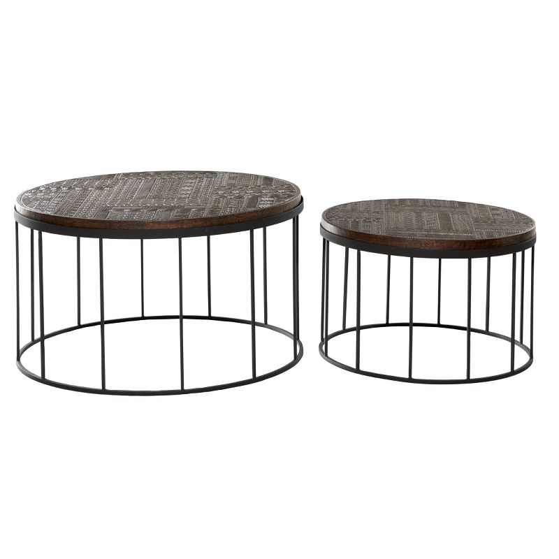 Contemporary Mango Wood and Metal Medium Coffee Table Brown - Venus Williams Collection