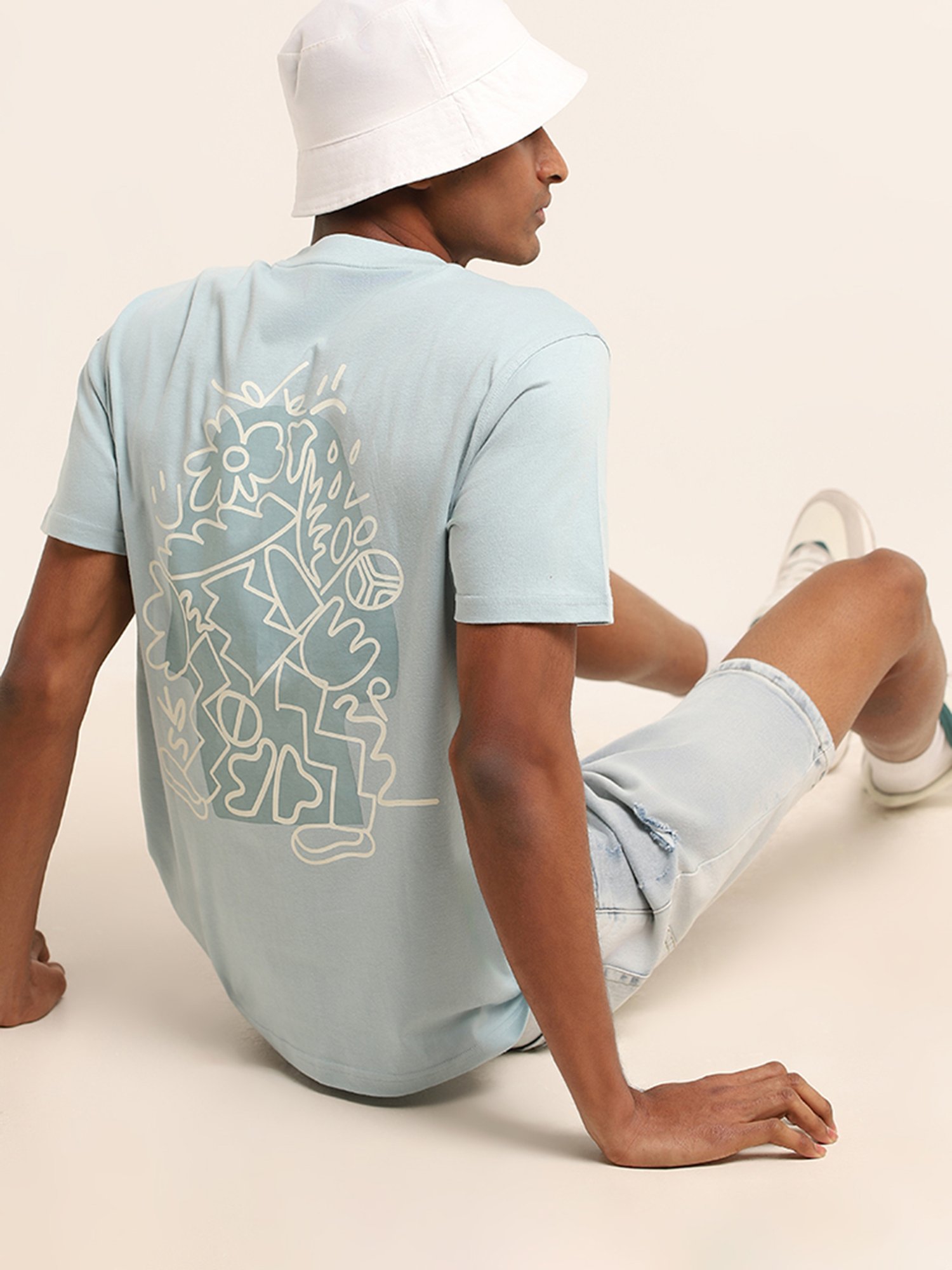 Nuon by Westside Blue Printed Slim Fit T-Shirt
