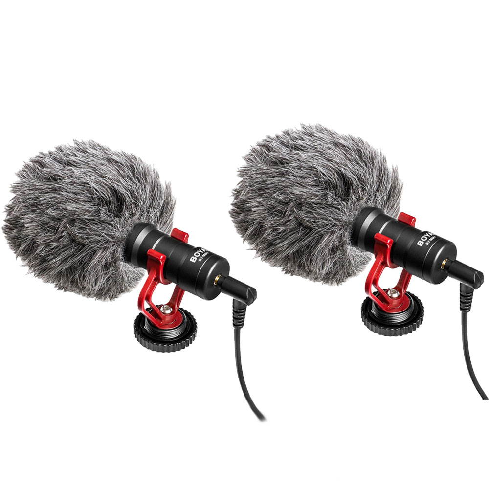 (Pack of 2) Technical Pro Condenser Compact on-camera Microphone, for Vlogging with Smartphones, DSLRs, Consumer Camcorders, PCs etc