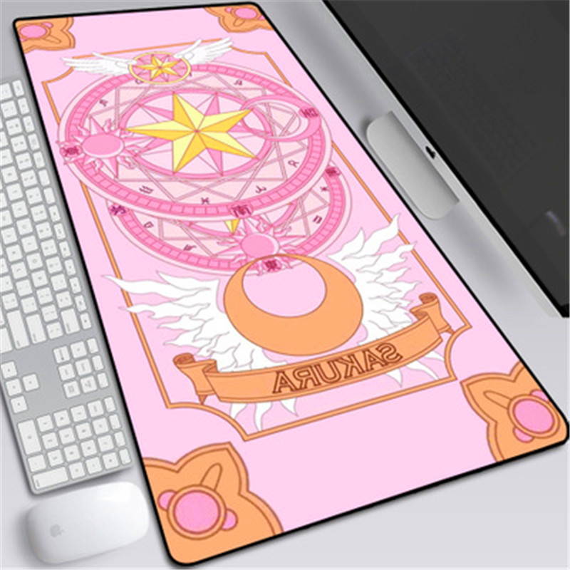 Extended Mousepad Anime Cardcaptor Sakura Mouse Pad Cartoon Gaming Mouse Mat Anti-slip  Desk Mats Large desk pads with Stitched Edges Desk Cushion For Desk Cover, Computer Keyboard, PC 300&times;800&times;2mm