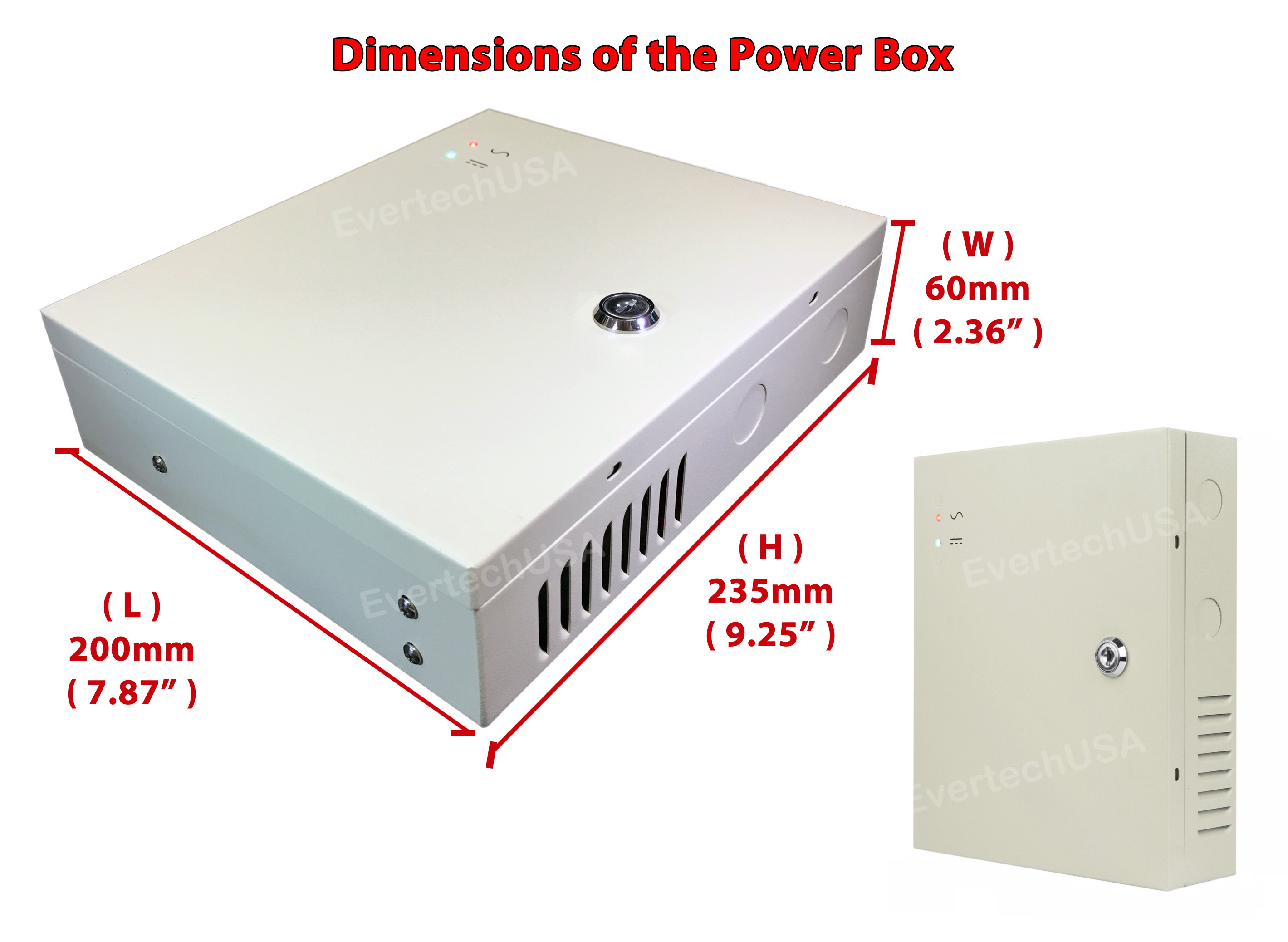 Evertech 9 Channel Power Distribution Box for Security Camera with Key Lock 12V DC 5A Ampere Auto Reset w/CCTV Sign