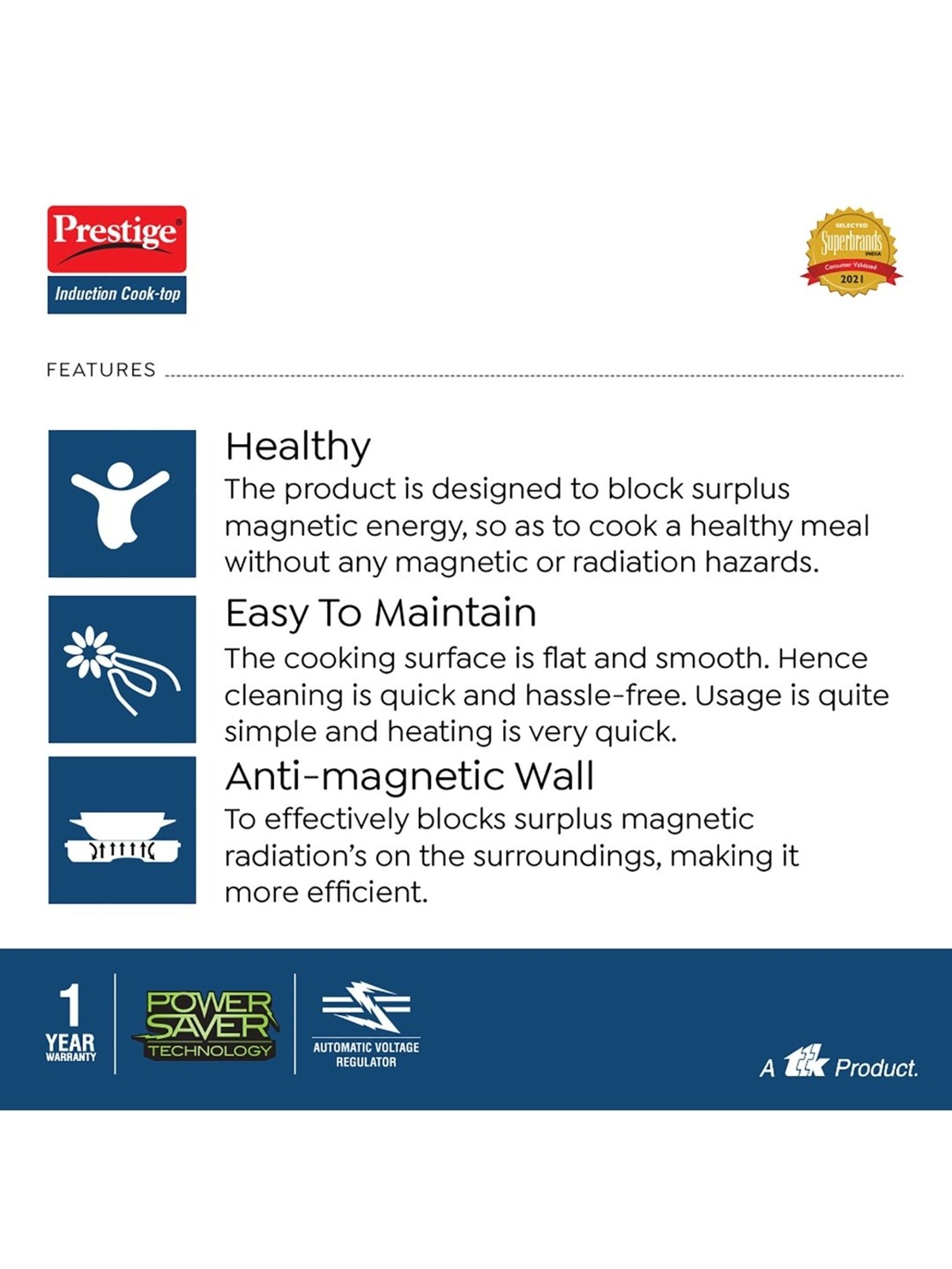 Prestige Xpress 1200W Black Ceramic Induction Cooktop