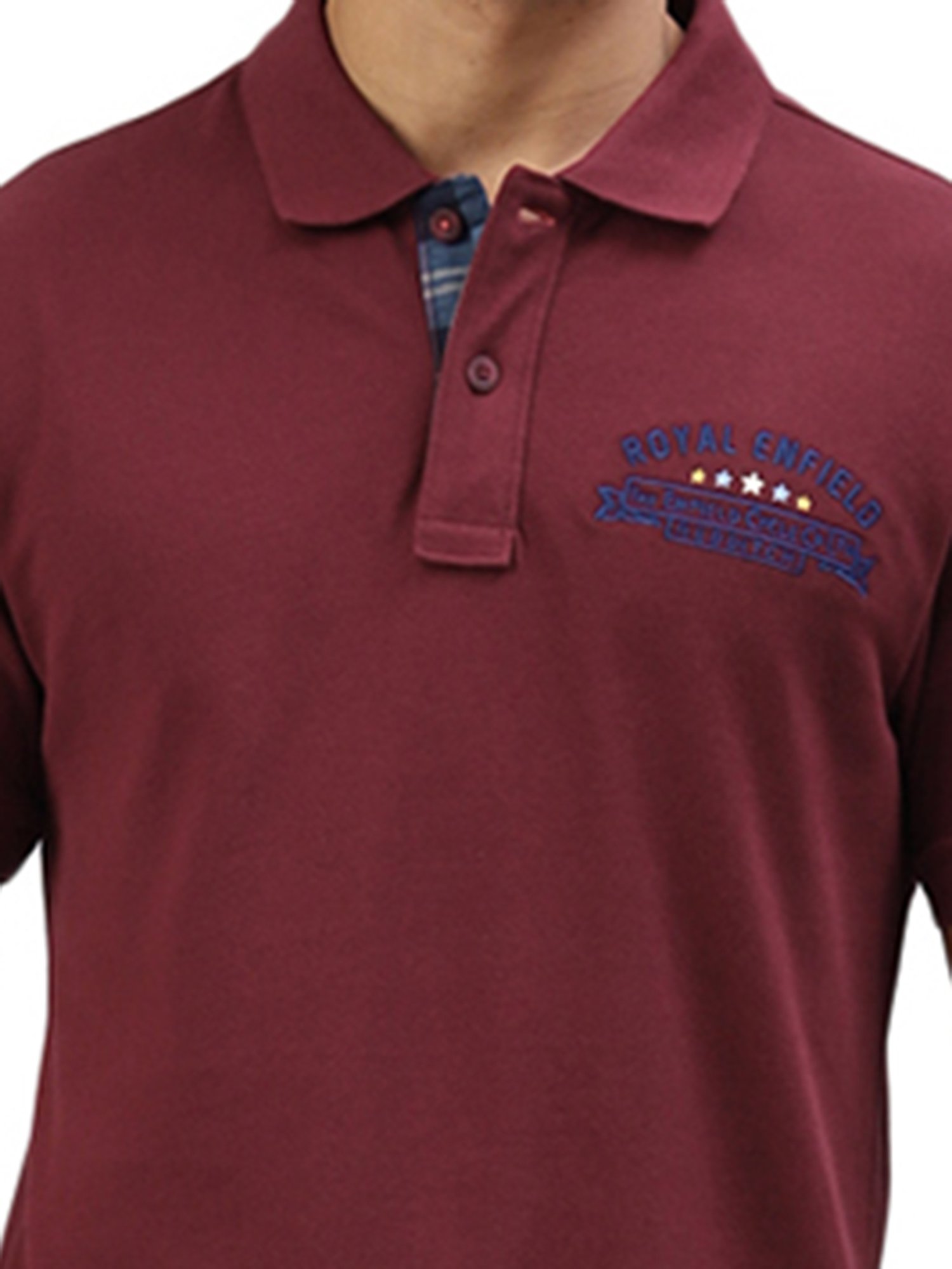 Royal Enfield Redditch Burgundy Regular Fit Logo Print Polo T-Shirt