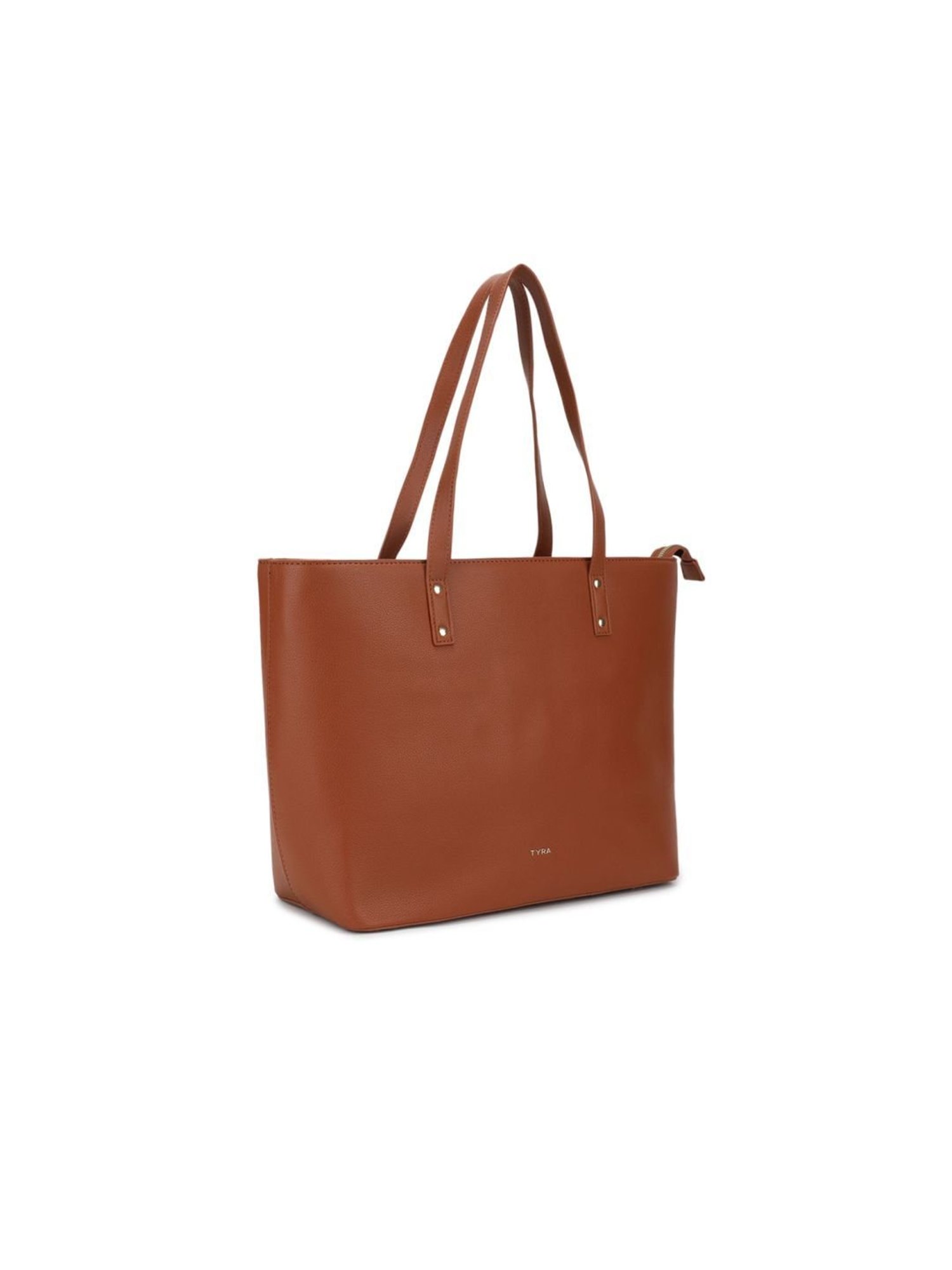 Tyra Daisy Tan Solid Faux Leather Tote Handbag