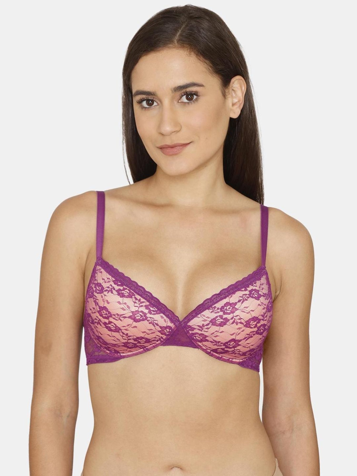 Rosaline by Zivame Purple Lace Padded Bra