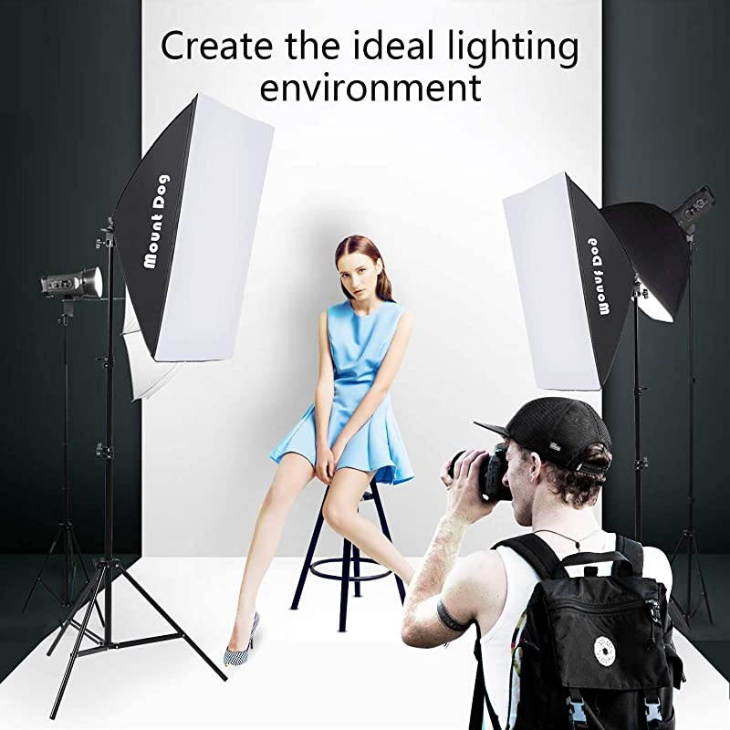 Photography Continuous Softbox Lighting Kit 20quotX28quot Professional Photo Studio Equipment with 2pcs 95W E27 Socket 5500K Video Lighting Bulb for Filming Portraits Shoot