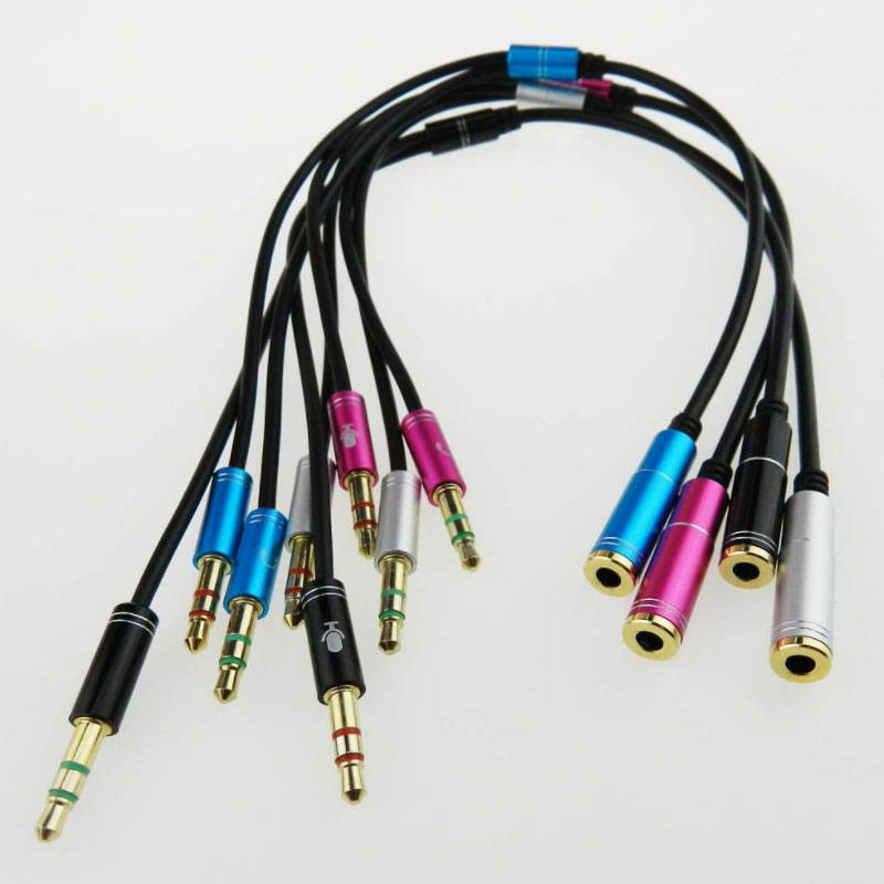 Headphone Conversion Head Laptop Microphone Two-in-one Adapter Cable 3.5mm Audio Splitter for Laptop/Phone/PC Blue