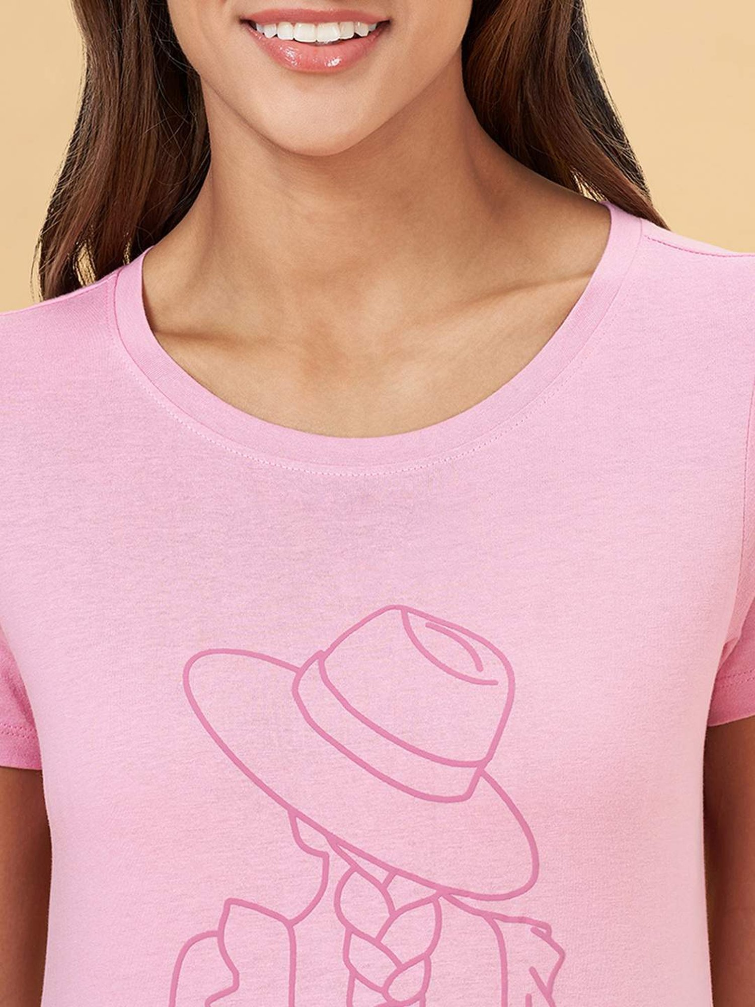 Honey by Pantaloons Dusty Pink Cotton Printed T-Shirt