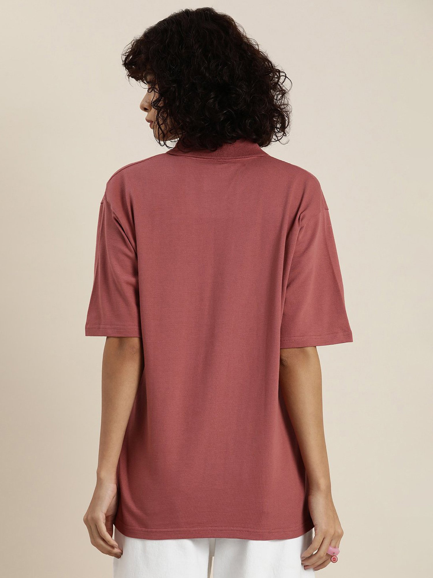 Dillinger Pink Cotton Oversized Polo T-Shirt