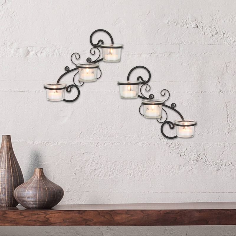 Decorative Tea Light Candle Holder Wall Sconce Set - Stonebriar Collection