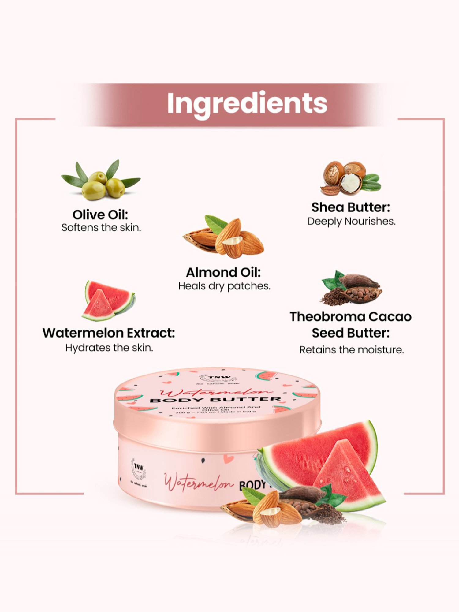 TNW-The Natural Wash Watermelon Body Butter - 200 gm