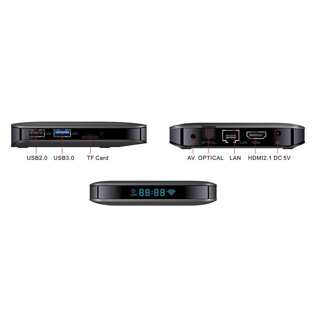 A95X F3 Air 4K RGB Light Smart TV BOX Android 9.0 Media Player wtih Remote Control, Quad-core RAM: