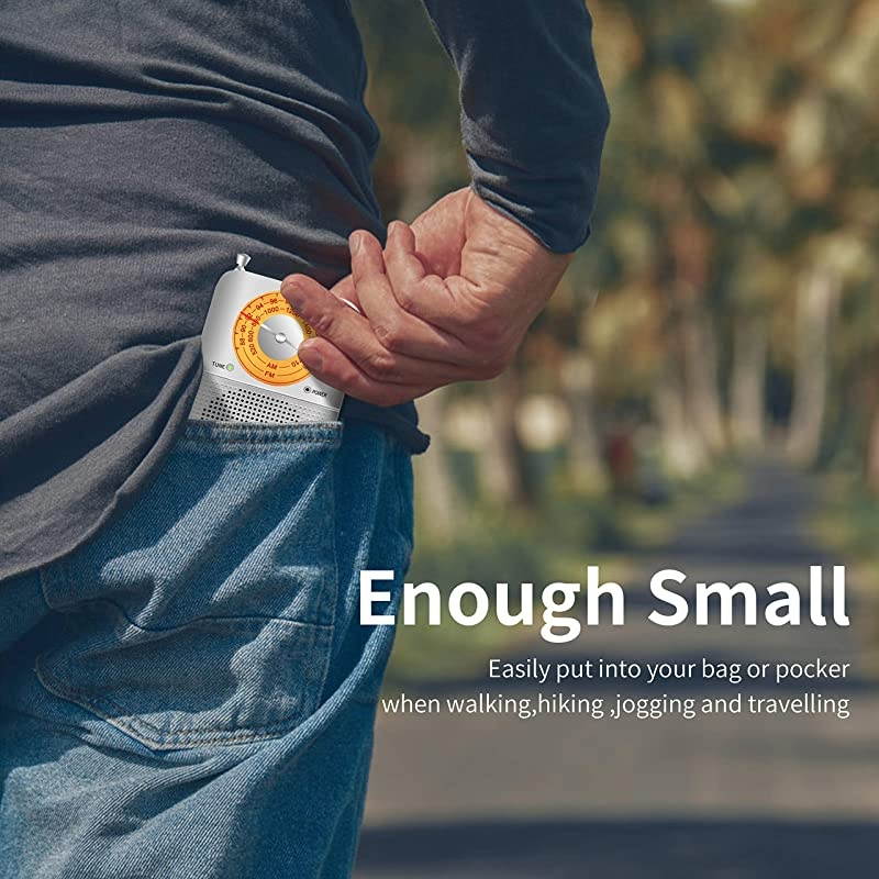 Retro AMFM Radio Portable with Headphone Jack Best Reception Battery Operated Personal Transistor by 2 AA Battery for WalkingJoggingand Travelling