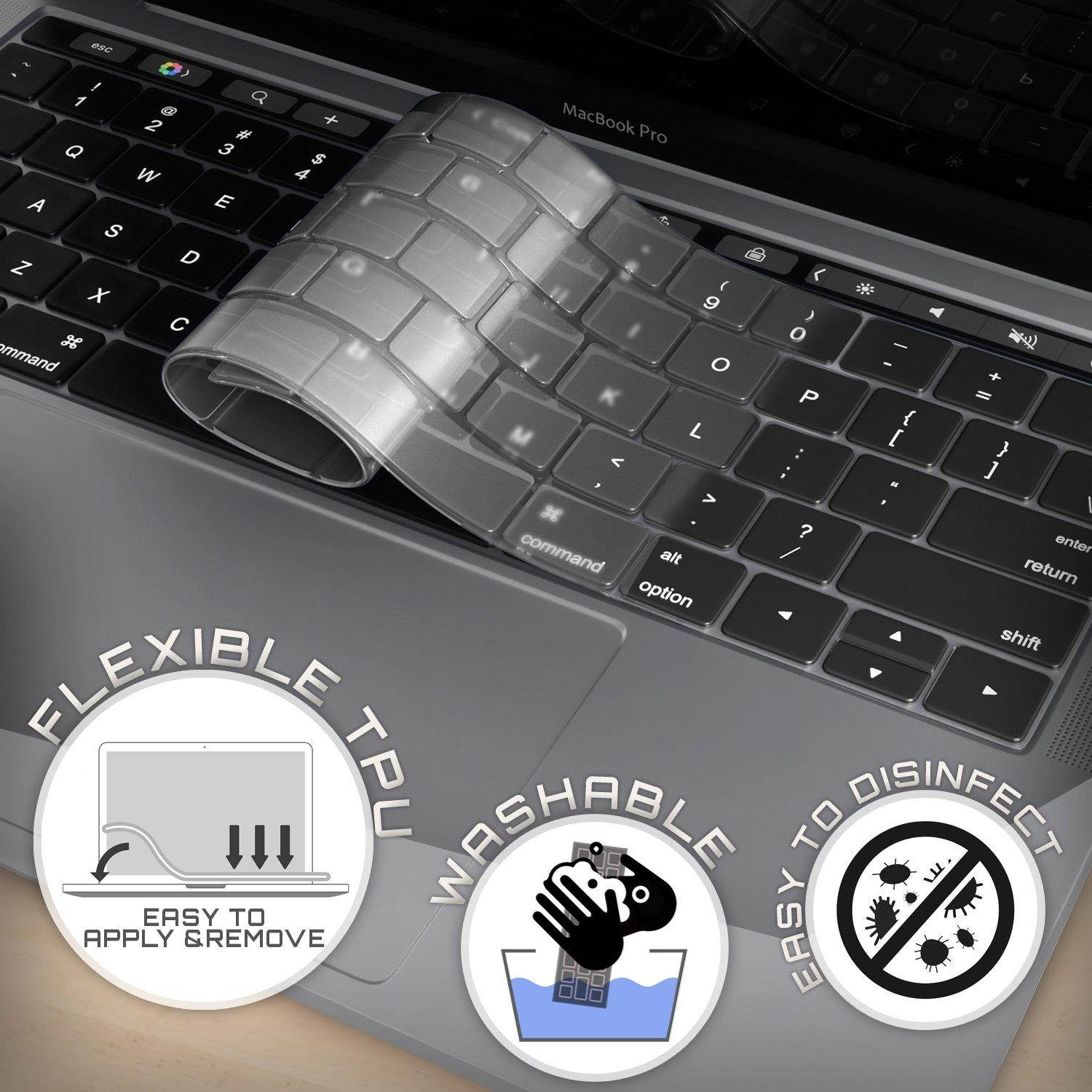 Kuzy - MacBook Pro Keyboard Cover for NEWEST MacBook Pro with Touch Bar 13" or 15" (A1989 A1990 A1706 A1707) Release 2018 2017 2016 MacBook Keyboard Cover Premium Ultra Thin Protector TPU Skin - CLEAR