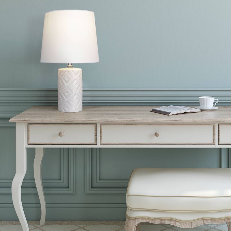 15.5" Farmhouse Ceramic Table Lamp White (Includes LED Light Bulb) - Cresswell Lighting