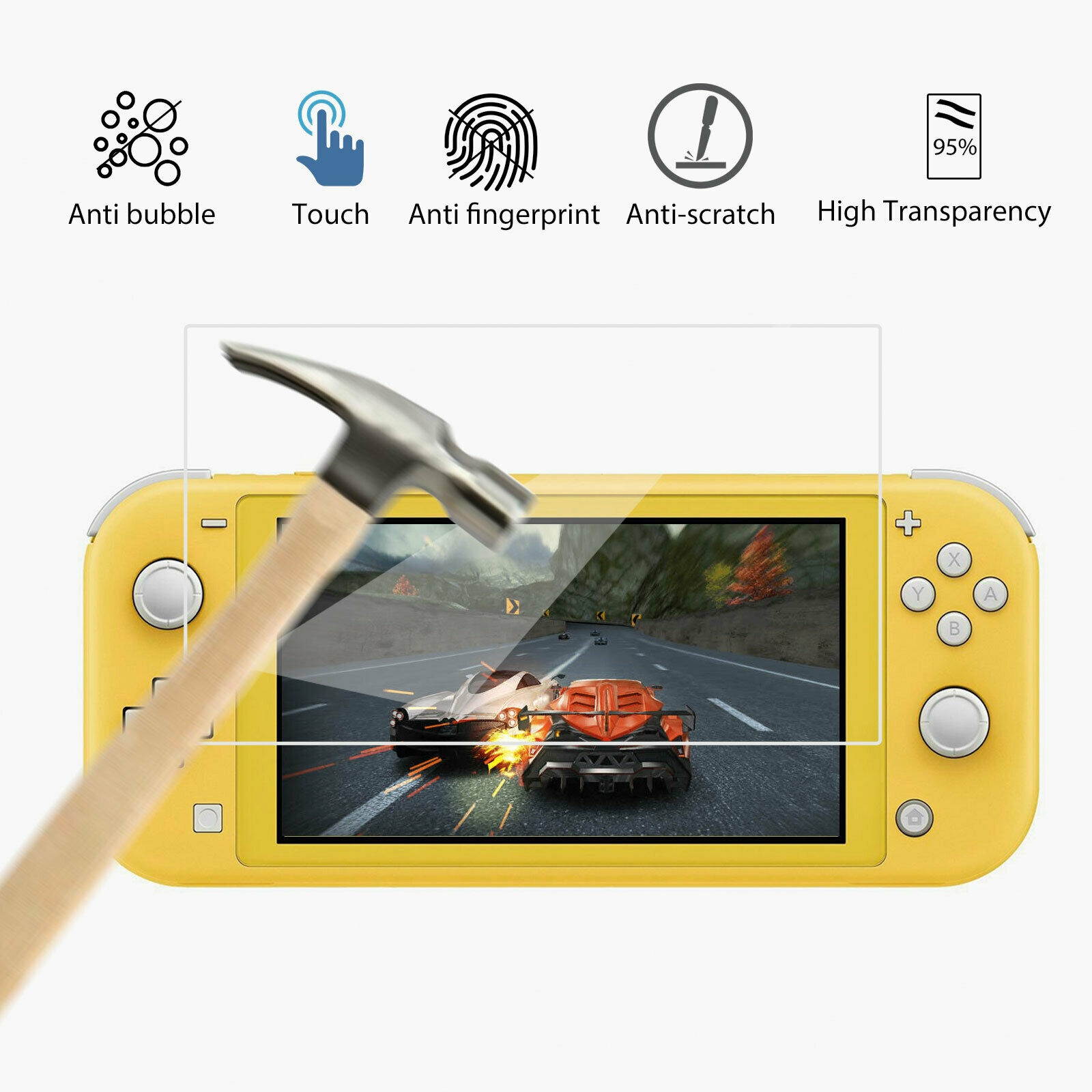 For  Switch Lite Premium Case Skin Tempered Clear Glass Screen Protector