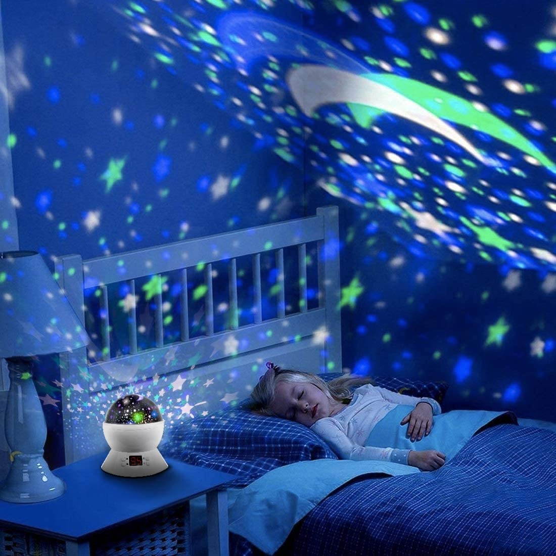 MOKOQI Star Projector Night Lights for Kids with Timer, Gifts for 1-14 Year Old Girl and Boy, Room Lights for Kids Glow in The Dark Stars and Moon can Make Child Sleep Peacefully and Best Gift-White