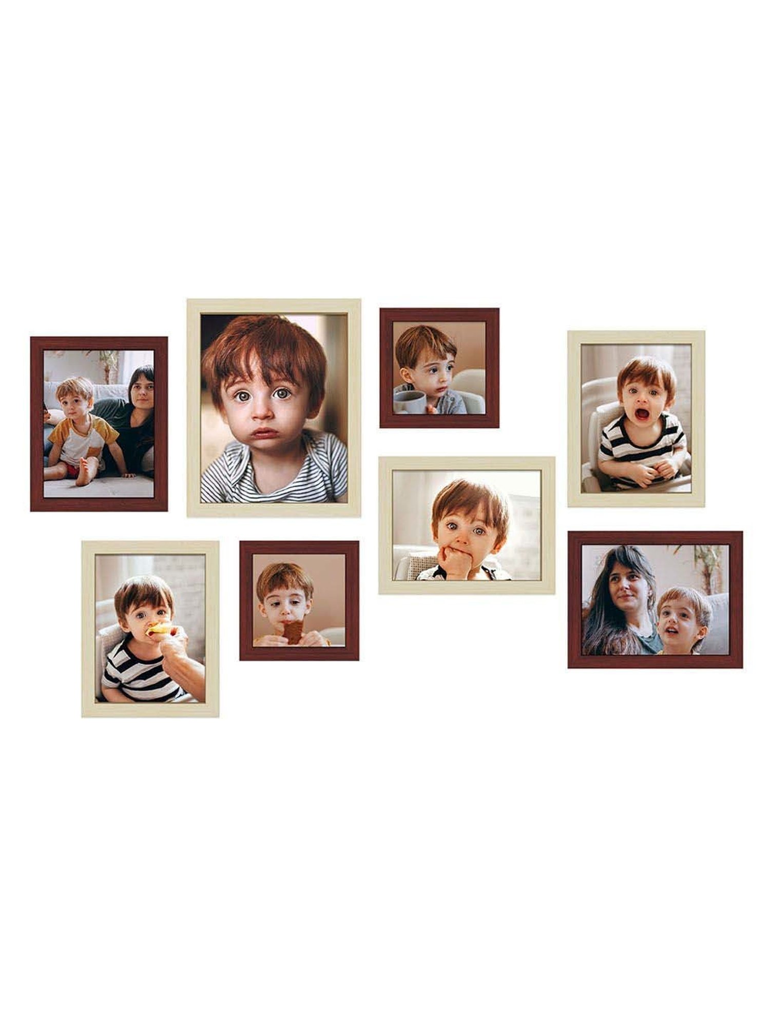 Art Street Brown Synthetic Crux Wall Photo Frame - Set of 8