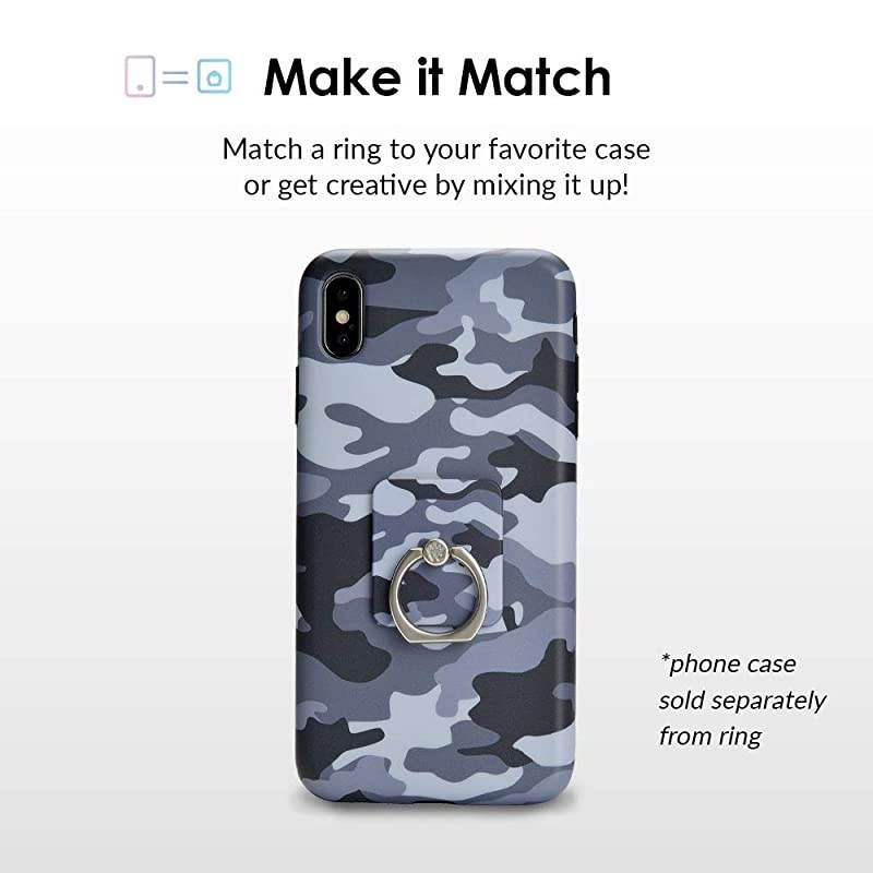 Cell Phone Ring Holder Finger Ring amp Stand Improves Phone Grip Compatible with iPhone Galaxy and Most Cases Except SiliconeLeather Gray Camo