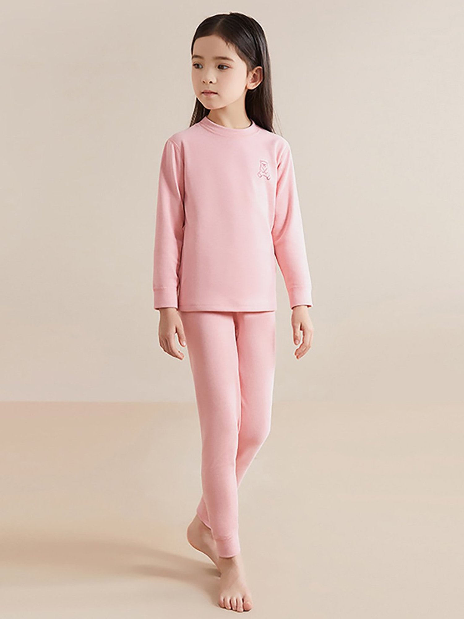 Little Surprise Box Kids Pink Solid Full Sleeves T-Shirt with Pants