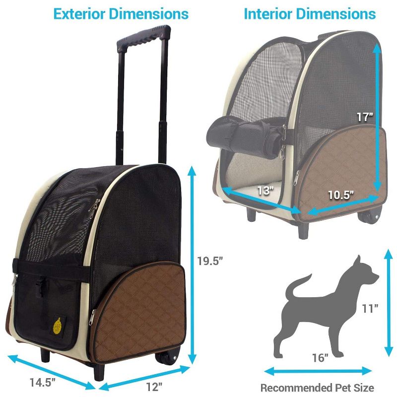 dbest products Pet Smart Cart Carrier Crate Kennel Cage Bag with Wheels and Padded Bed for Airline Airplane Travel with Cats and Dogs, Medium (Black)