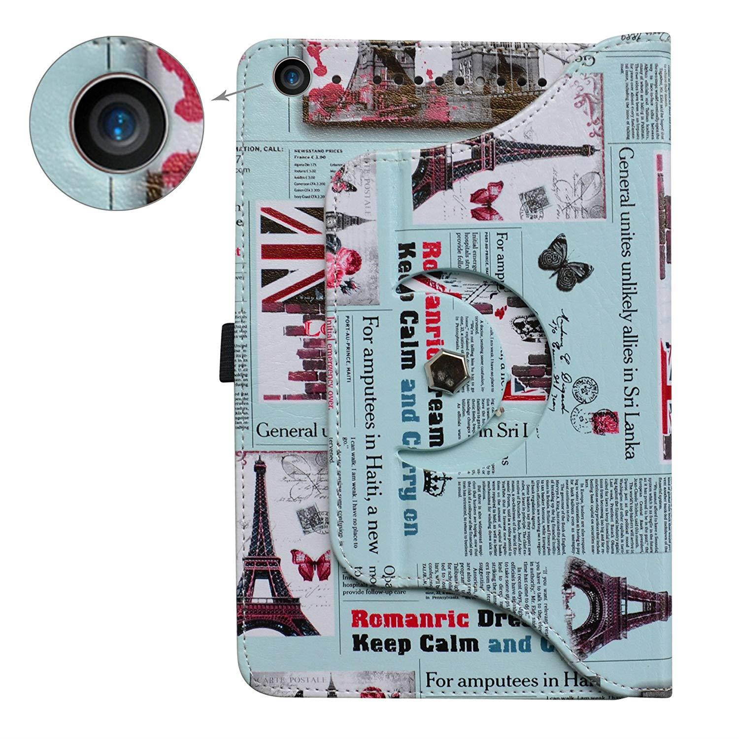 Sprint Slate 8" Tablet Rotating Case,Mama Mouth 360 Degree Rotary Stand with Cute Cover for 8" Sprint Slate 8 (AQT80) / Sprint Slate 8 Plus Android Tablet,Newspaper