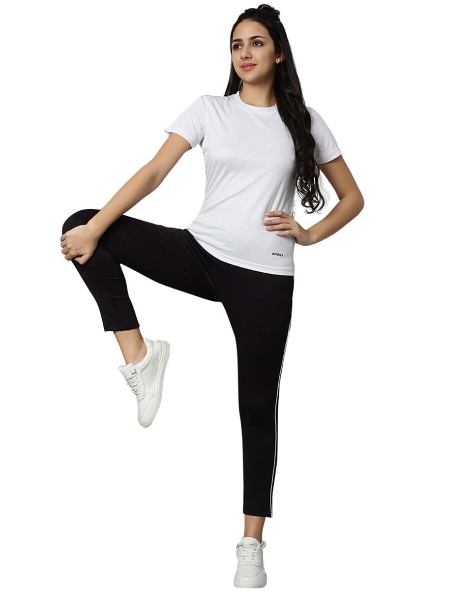 Omtex Black Mid Rise Sports Track Pants