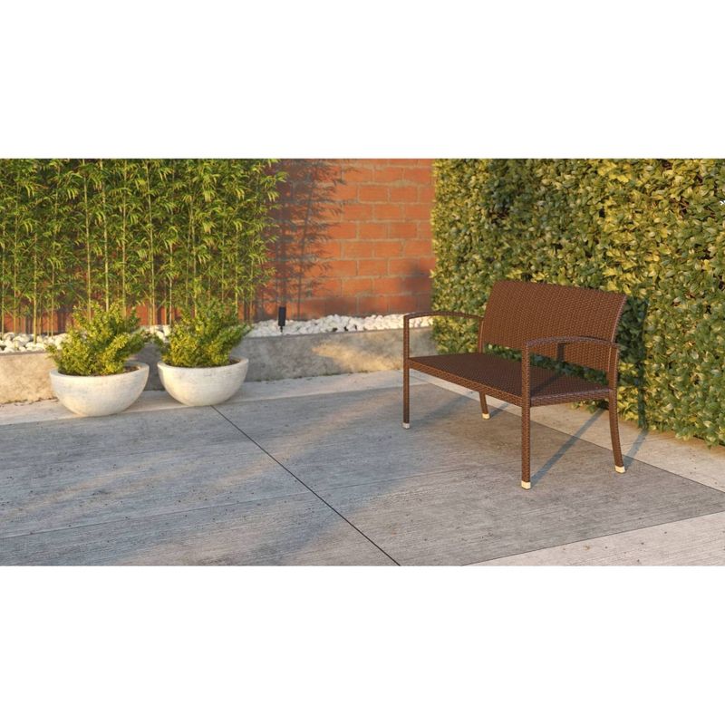 Miles Wicker Patio Bench - Mocha - Balkene Home
