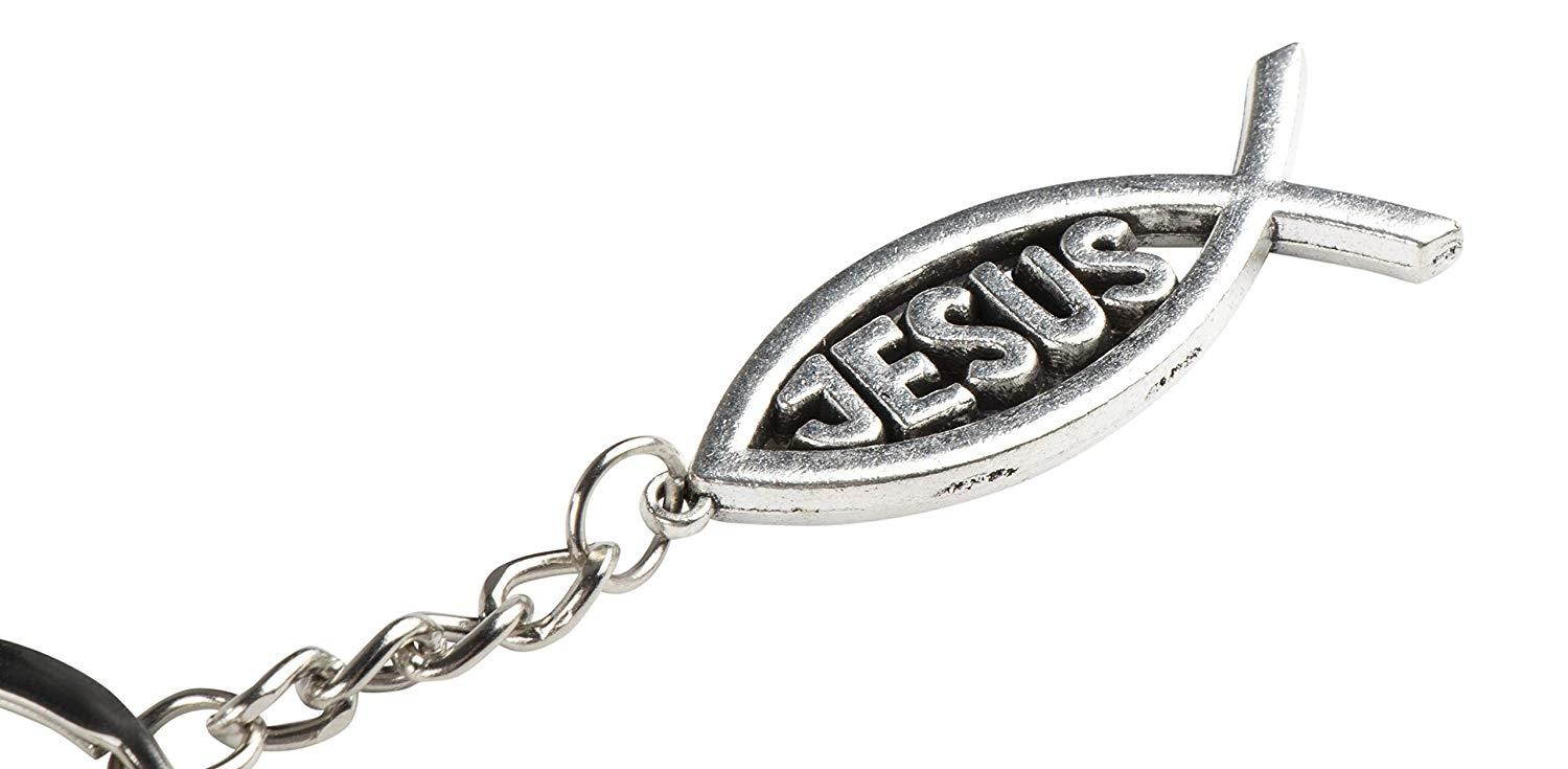 Jesus Fish Keychains - 24-Pack Metal Jesus Fish Key Chains, Jesus Key Rings, Religious Door Car Key Holders, Religious Favors for Christians, Silver and Gold